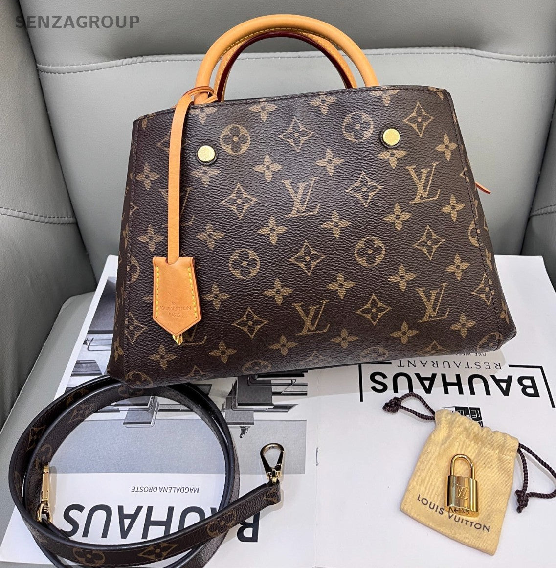 Louis Vuitton Montaigne BB Monogram Top Handle Shoulder Crossbody Bag Brown