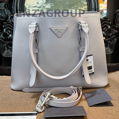 Prada Double Bag Small Purple Silver Tote Shoulder Bag Classic Women