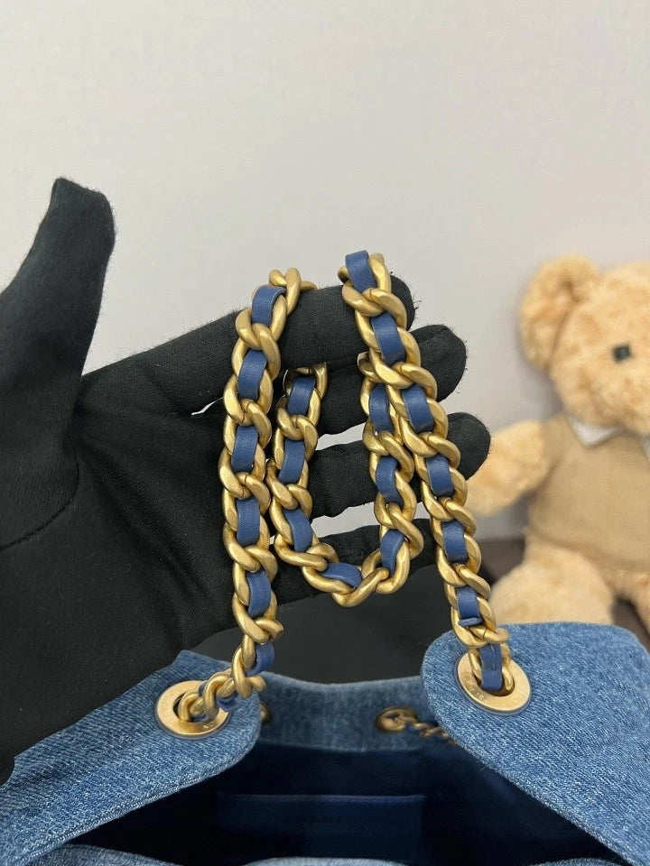 CHANEL 26P Denim Blue Small 25Bag Tote Bag For Women