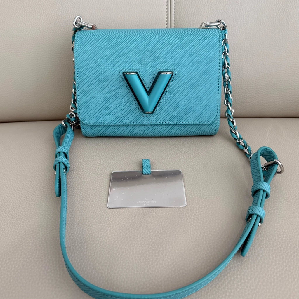 Authentic Louis Vuitton Twist Small Green Calfskin Shoulder Bag For Women
