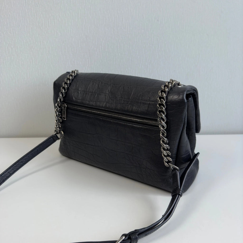 YSL Hollywood Black Calfskin Shoulder Crossbody Bag For Women