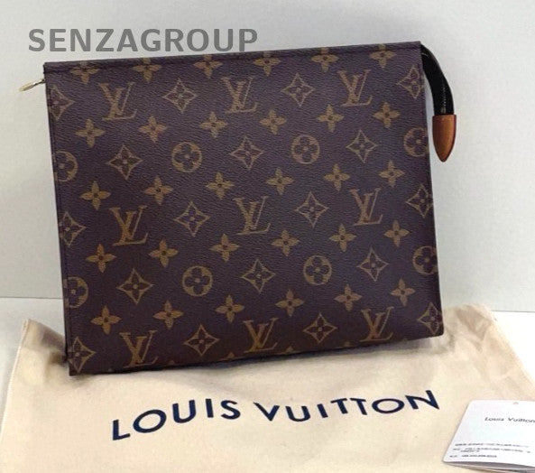 Louis Vuitton Monogram Clutch Handbag Toiletry bag Brown