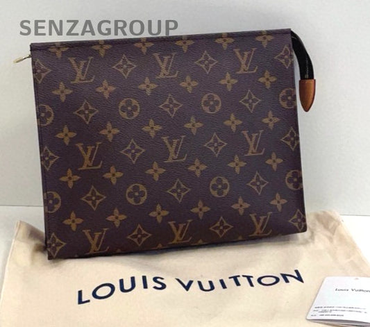 Louis Vuitton Monogram Clutch Handbag Toiletry bag Brown