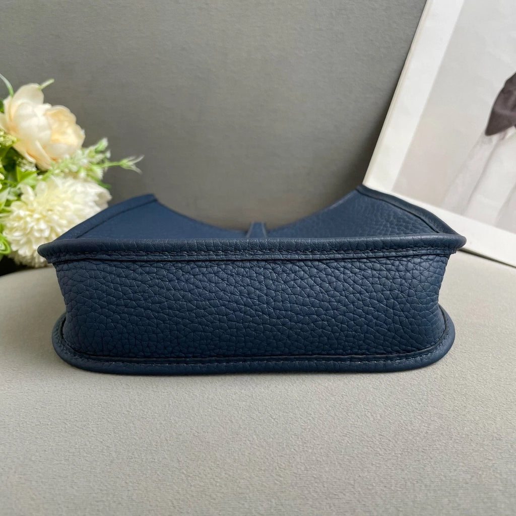 Hermes Mini Evelyne Blue Leather Crossbody Bag For Women
