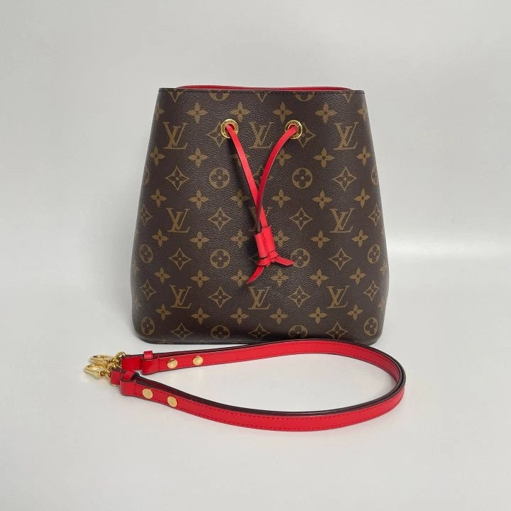 Louis Vuitton Neonoe Monogram Canvas Red Bucket Bag For Women