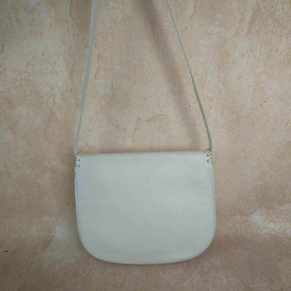 Saint Laurent Saddle White Cream Shoulder Bag Excellent