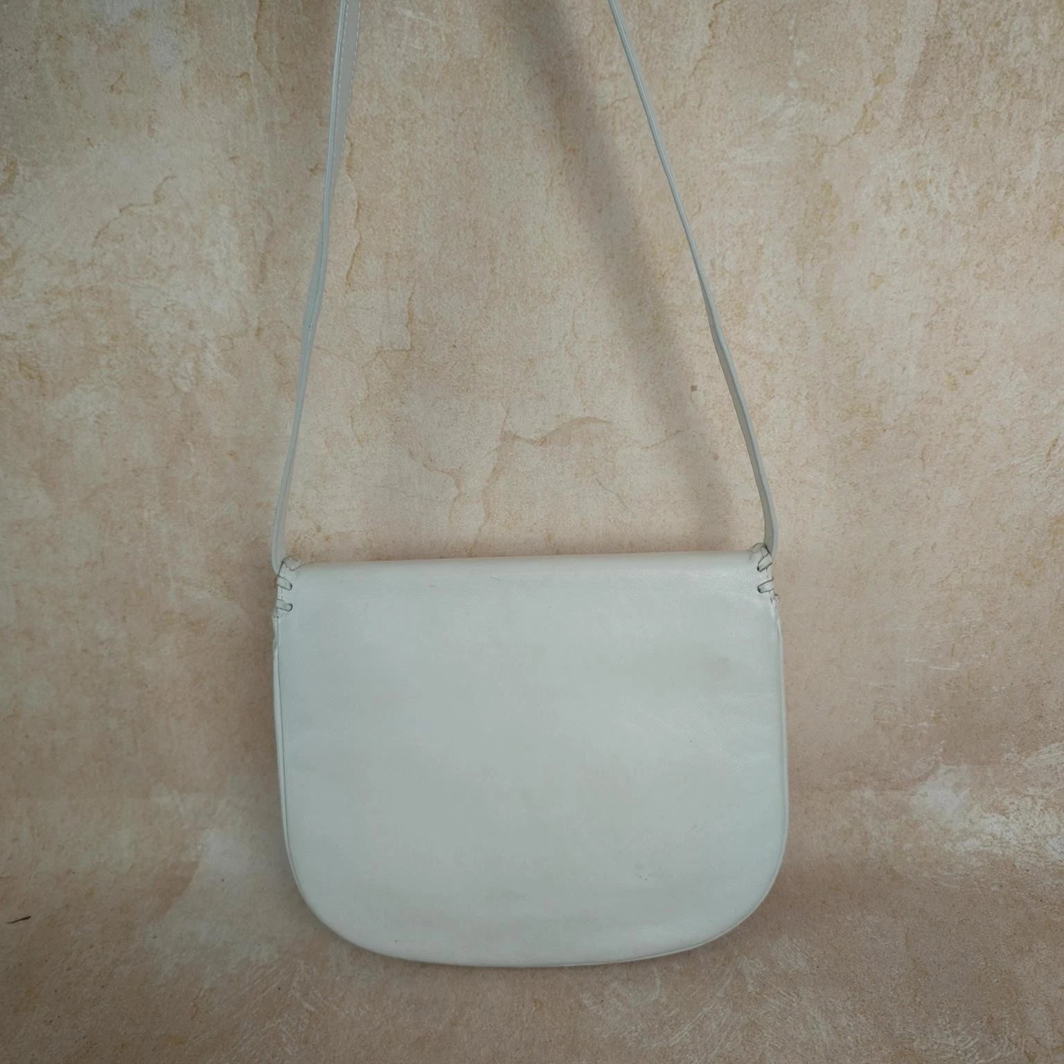 Saint Laurent Saddle White Cream Shoulder Bag Excellent