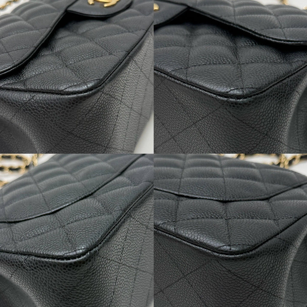 Chanel Classic Flap Jumbo Calfskin Chain Black Shoulder Bag Crossbody GHW
