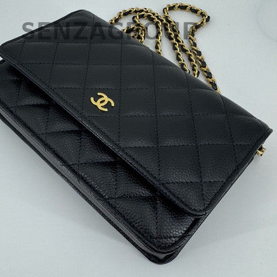 Chanel Black Caviar WOC Quilted Chain Shoulder Bag Classic Women