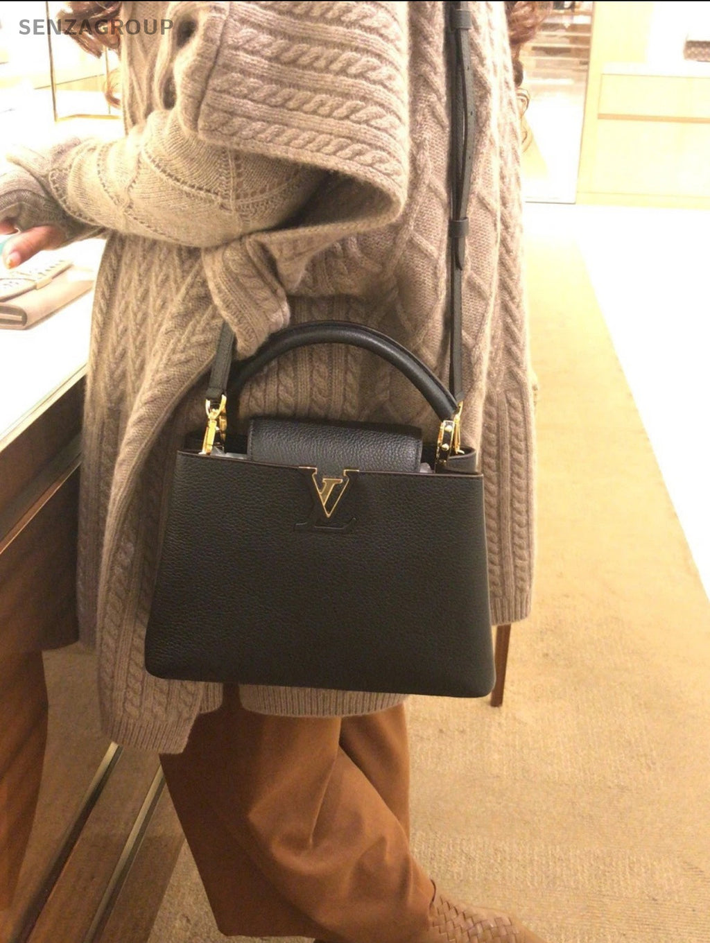Louis Vuitton Capucines BB Top Handle Shoulder Crossbody Women Bag Blue