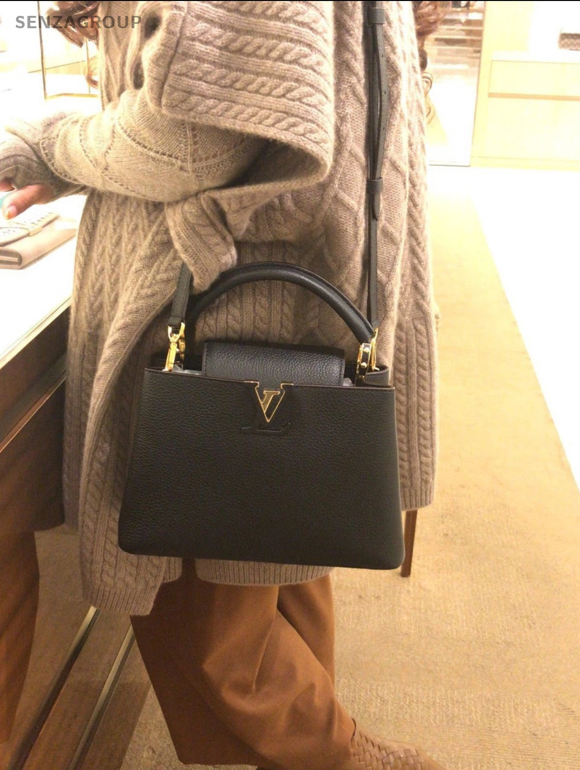 Louis Vuitton Capucines BB Top Handle Shoulder Crossbody Women Bag Blue