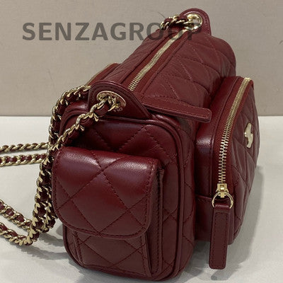 Chanel Quilted Camera Bag Red Gold Hardware Chain Shoulder Crossbody