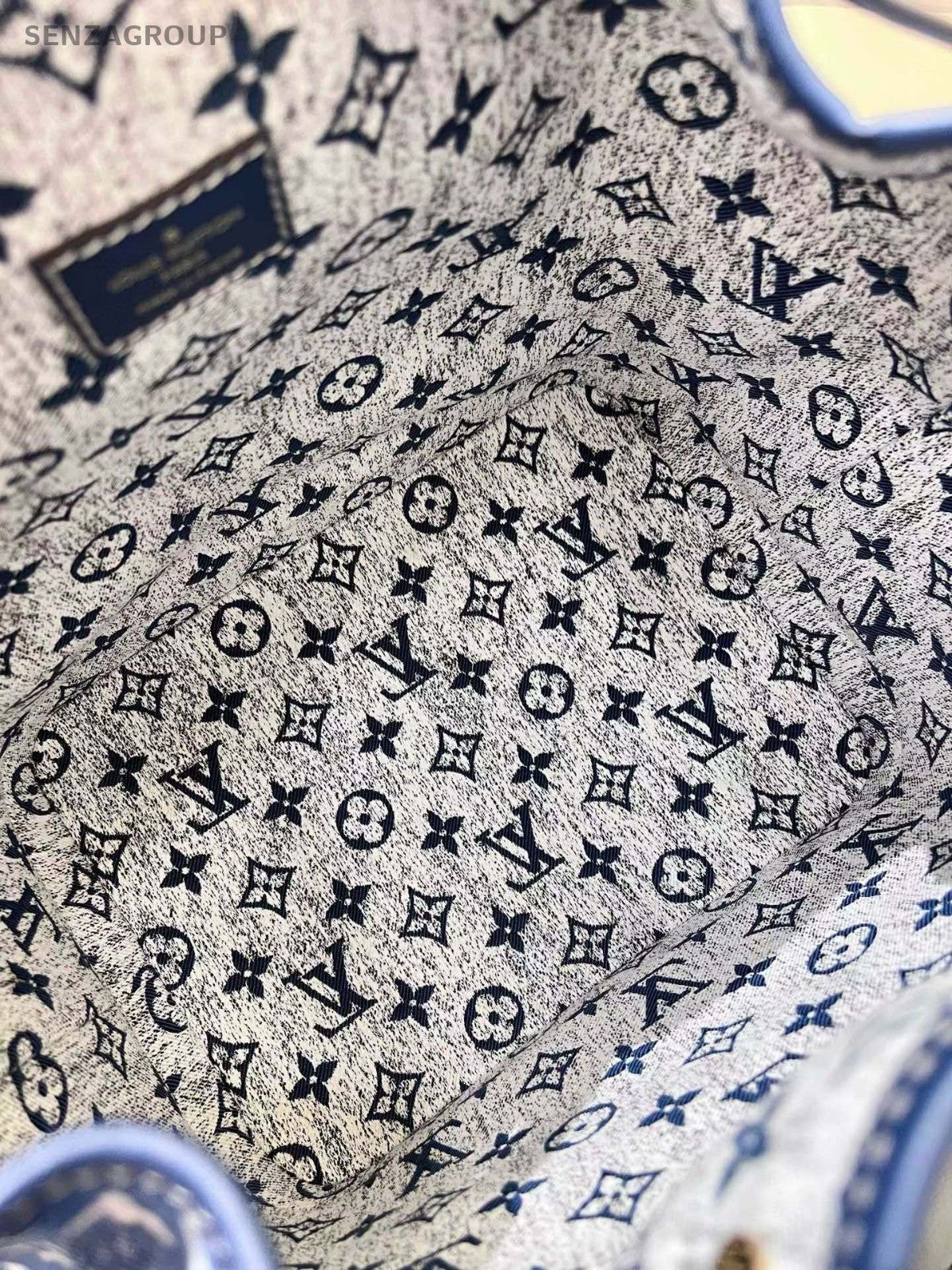 Louis Vuitton Noe Jacquard Denim Bucket Shoulder Bag Crossbody Blue Women