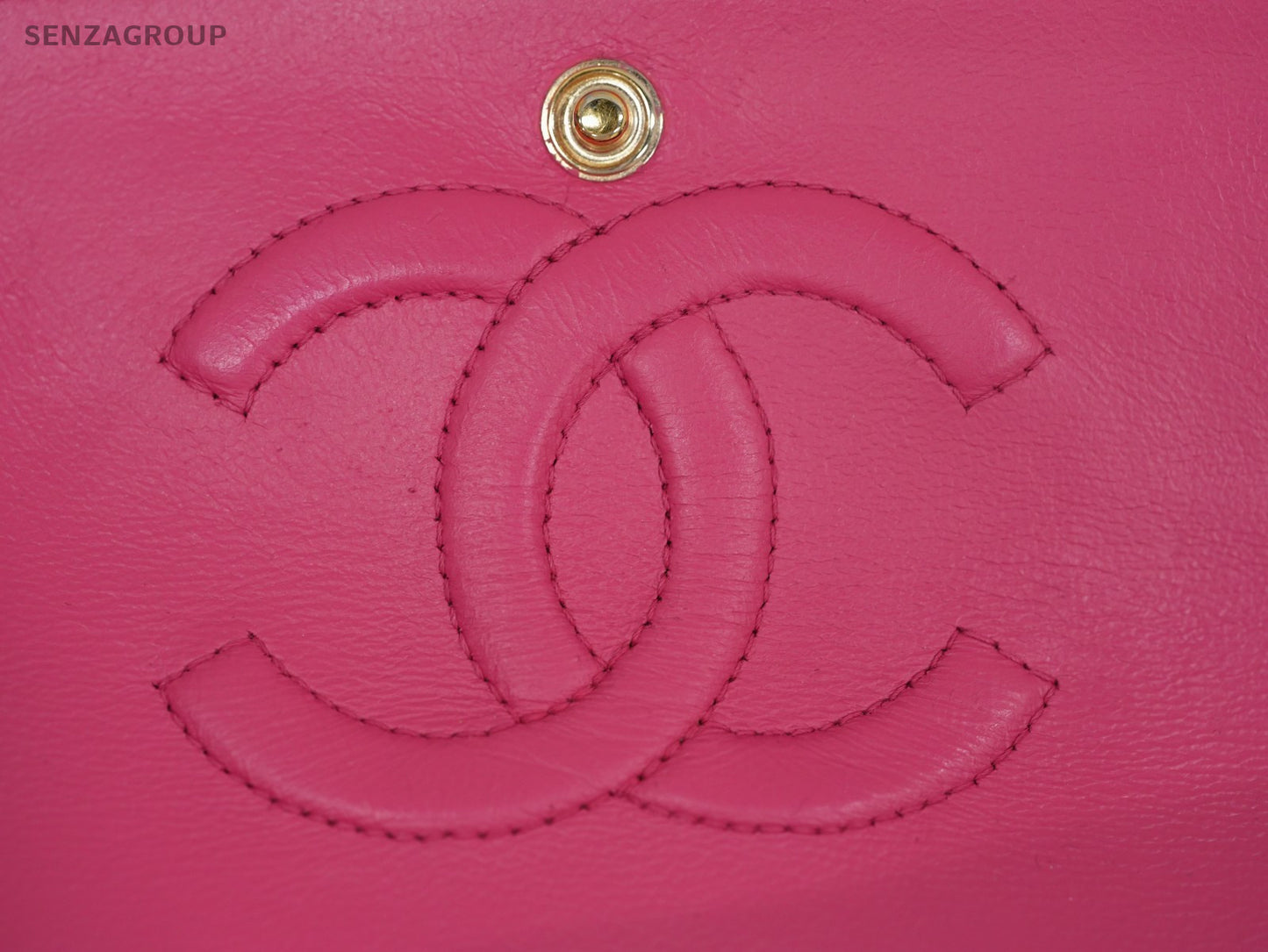 CHANEL Classic Flap MM V-Shape Pattern Chain Shoulder bag Pink Gold Women