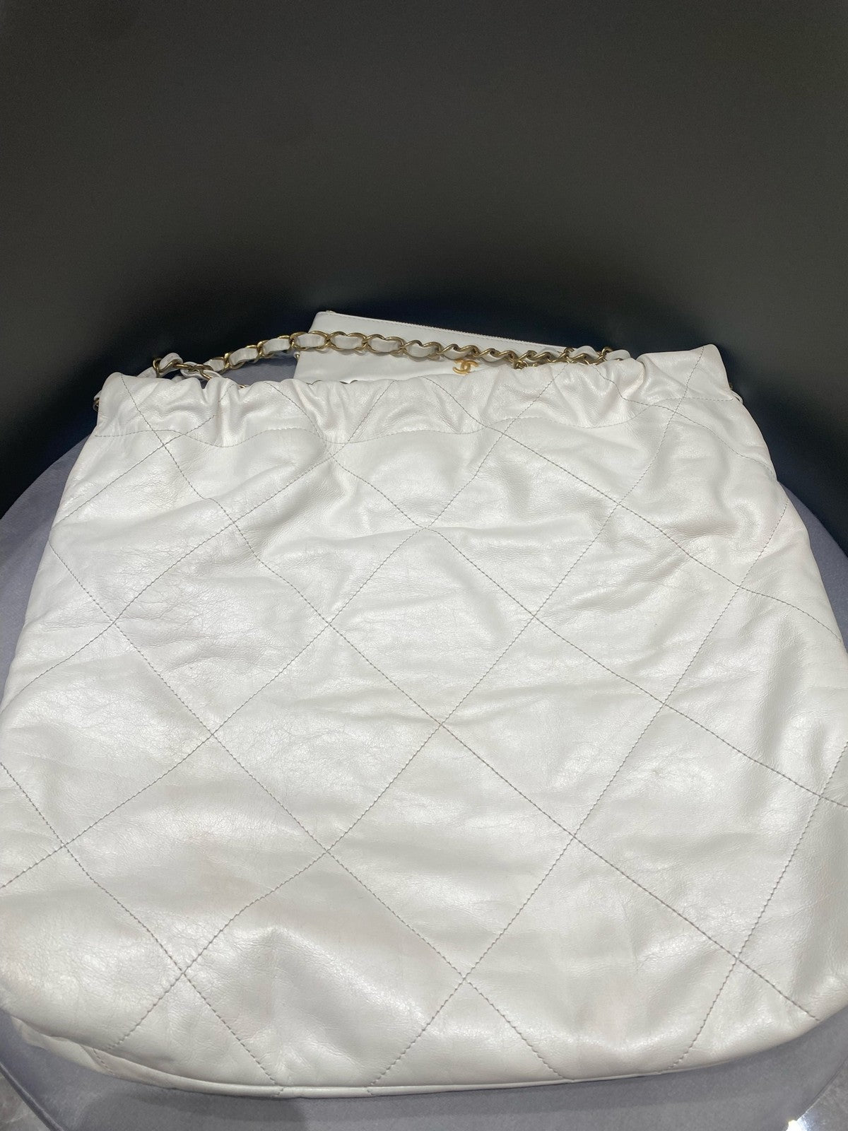 Chanel 22 Bag Mini Chain Shoulder Bag White Gold Fashion Women