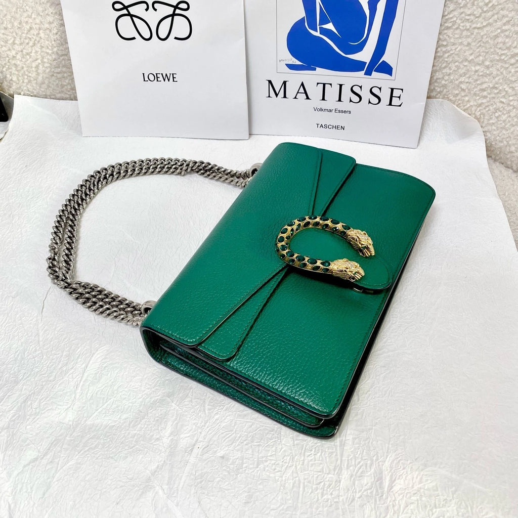 Gucci Chain Shoulder Bag Crossbody Green Women Classic