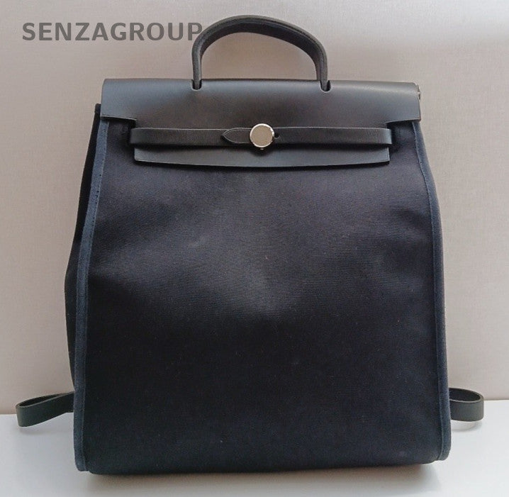 Hermes Herbag Backpack Black Silver Unisex Adults Classic