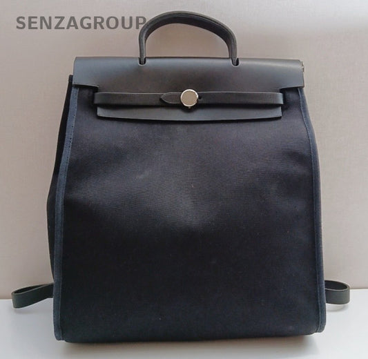 Hermes Herbag Backpack Black Silver Unisex Adults Classic