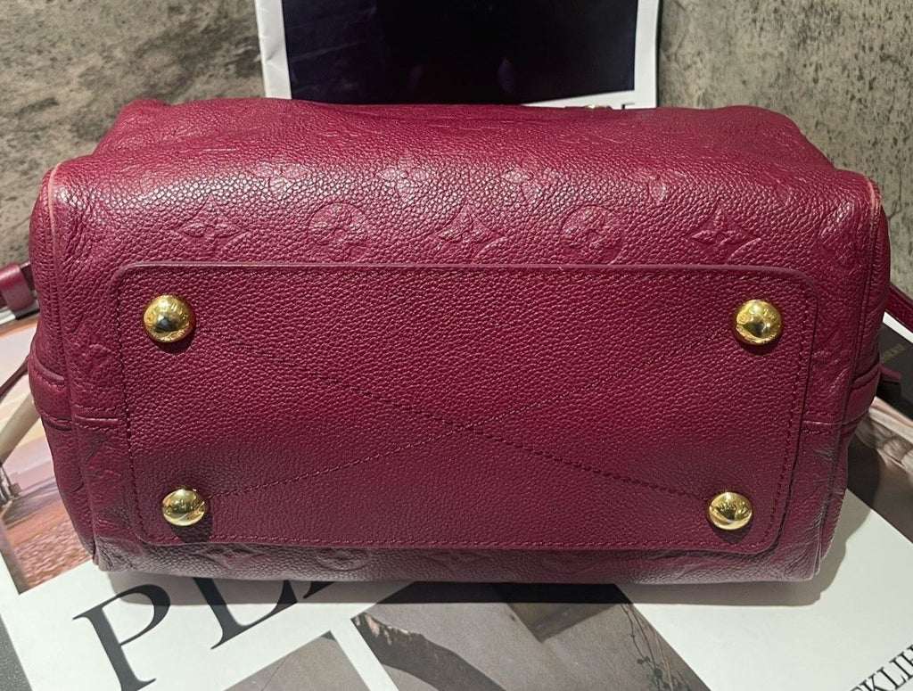 Louis Vuitton Speedy25 Monogram Top Handle Bag Crossbody Purple Gold Women