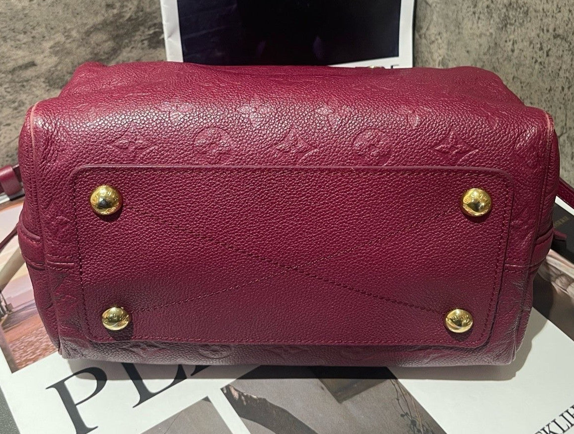 Louis Vuitton Speedy25 Monogram Top Handle Bag Crossbody Purple Gold Women