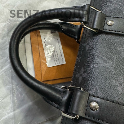 Louis Vuitton Keepall 35 Bandoulière Monogram Black Silver Unisex Travel Bag