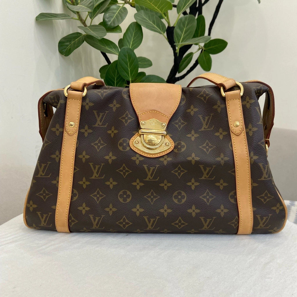 Louis Vuitton Stresa Monogram Canvas Shoulder Bag Brown Gold Women Classic