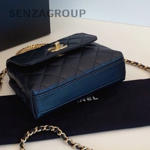 Chanel 25A Cocohandle Mini Calfskin Chain Top Handle Bag Crossbody Black  Women