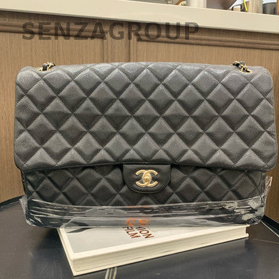 Chanel Classic Flap Black Gold Calfskin Quilted Chain Shoulder Bag