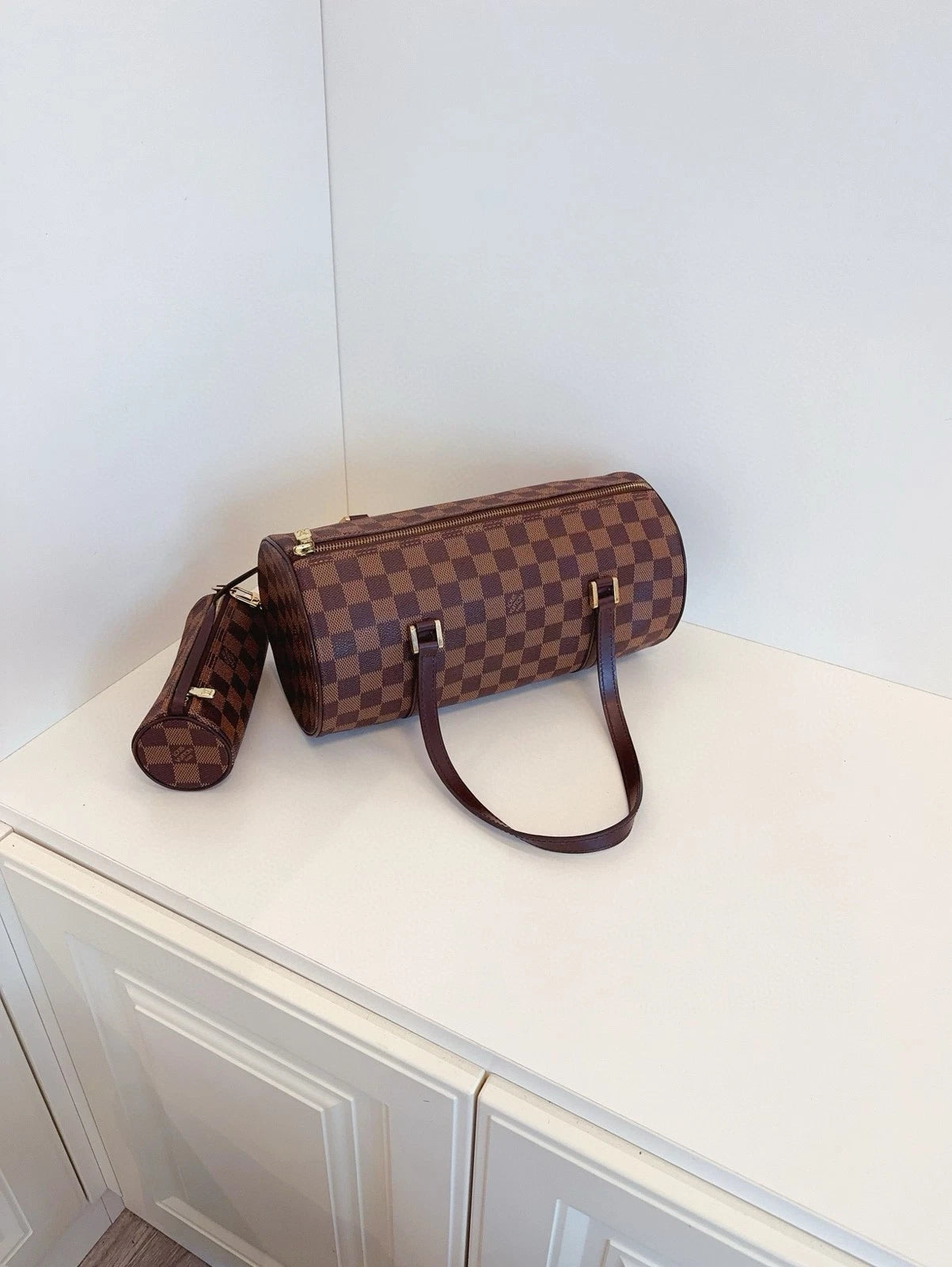 Louis Vuitton Damier Canvas Papillon30 2-in-1 Handbag For Women