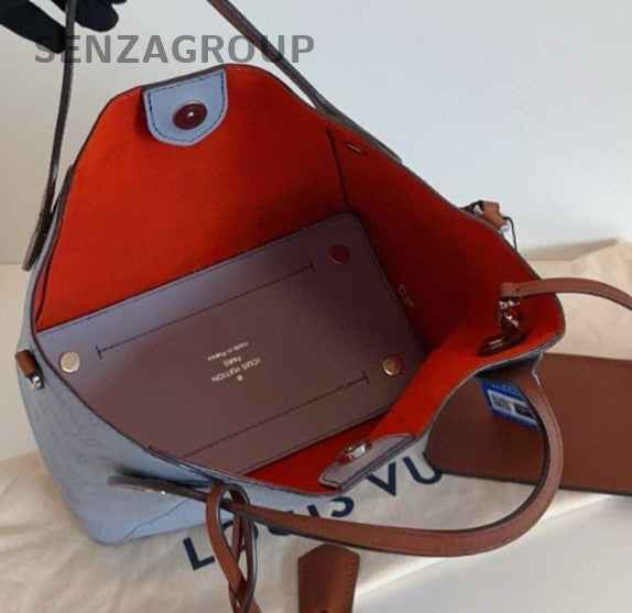 Louis Vuitton Hina PM Monogram Tote Top Handle Bag Crossbody Blue Silver Women