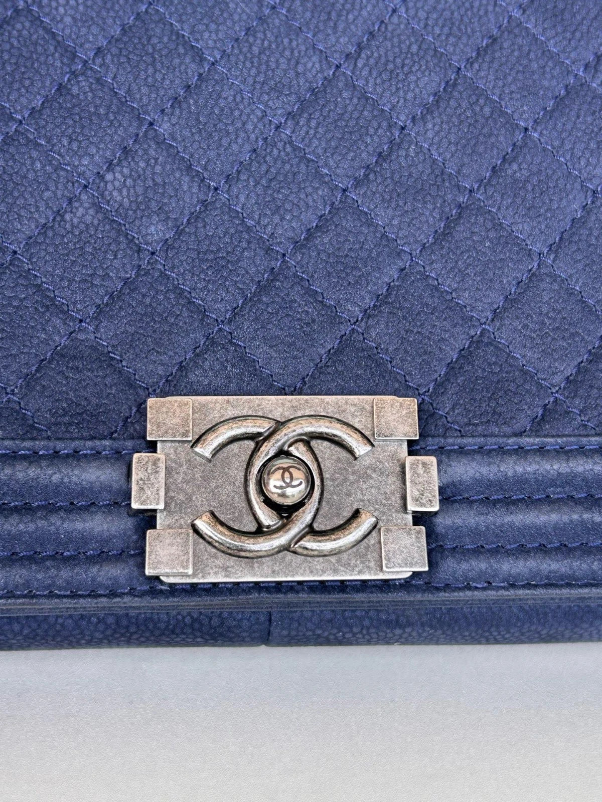 Chanel Leboy Calfskin GM Shoulder Bag Crossbody Bag Blue Women