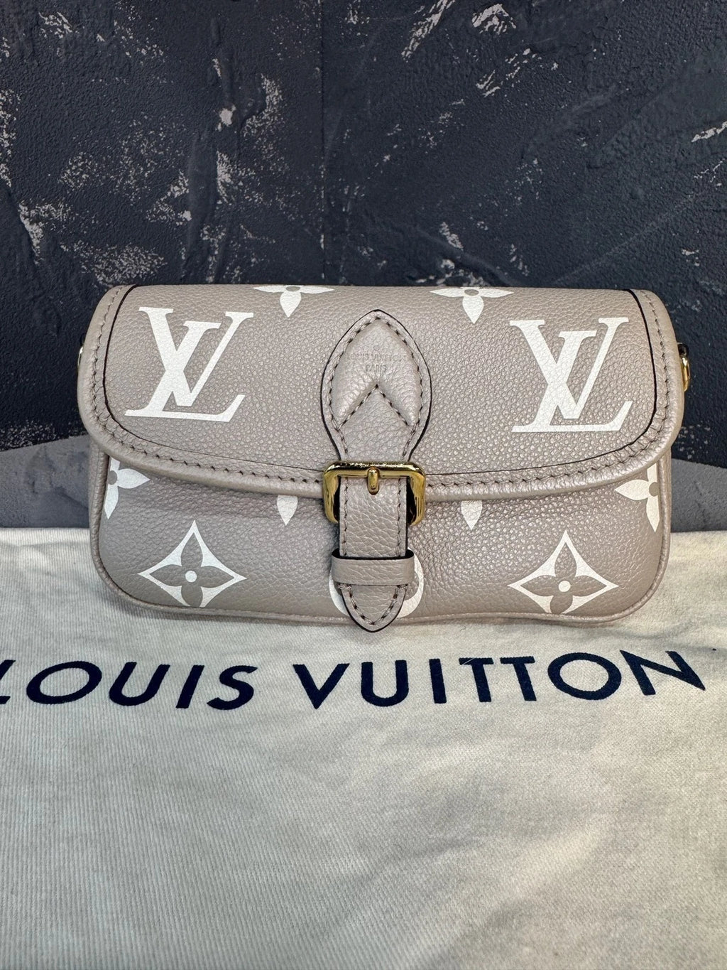 Louis Vuitton Nano Baguette Gray Leather Shoulder Bag For Women