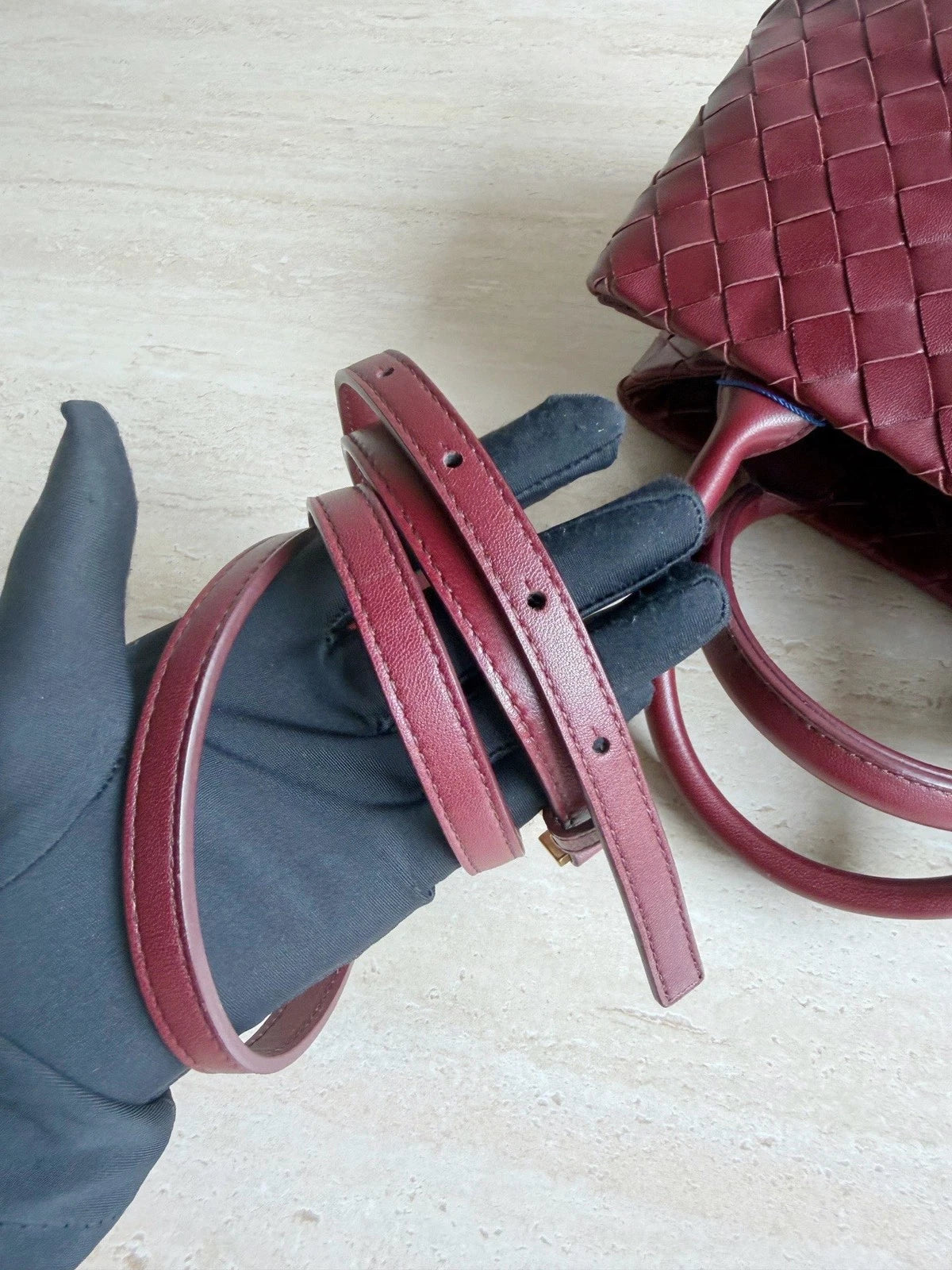 Bottega Veneta Intrecciato Leather 2Way Red Handbag Crossbody Gold Hardware