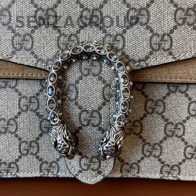 Gucci Dionysus GG Supreme Brown Silver Chain Shoulder Bag Classic Women
