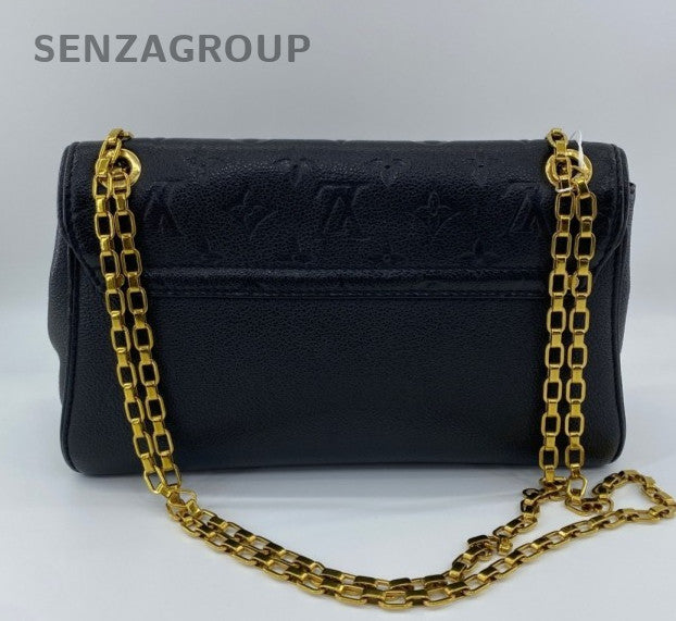 Louis Vuitton Germain Chain Monogram Shoulder Bag Black Gold Women Classic