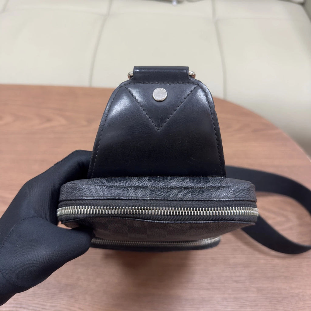 Authentic Louis Vuitton Damier Graphite Black Sling Bag Silver Hardware