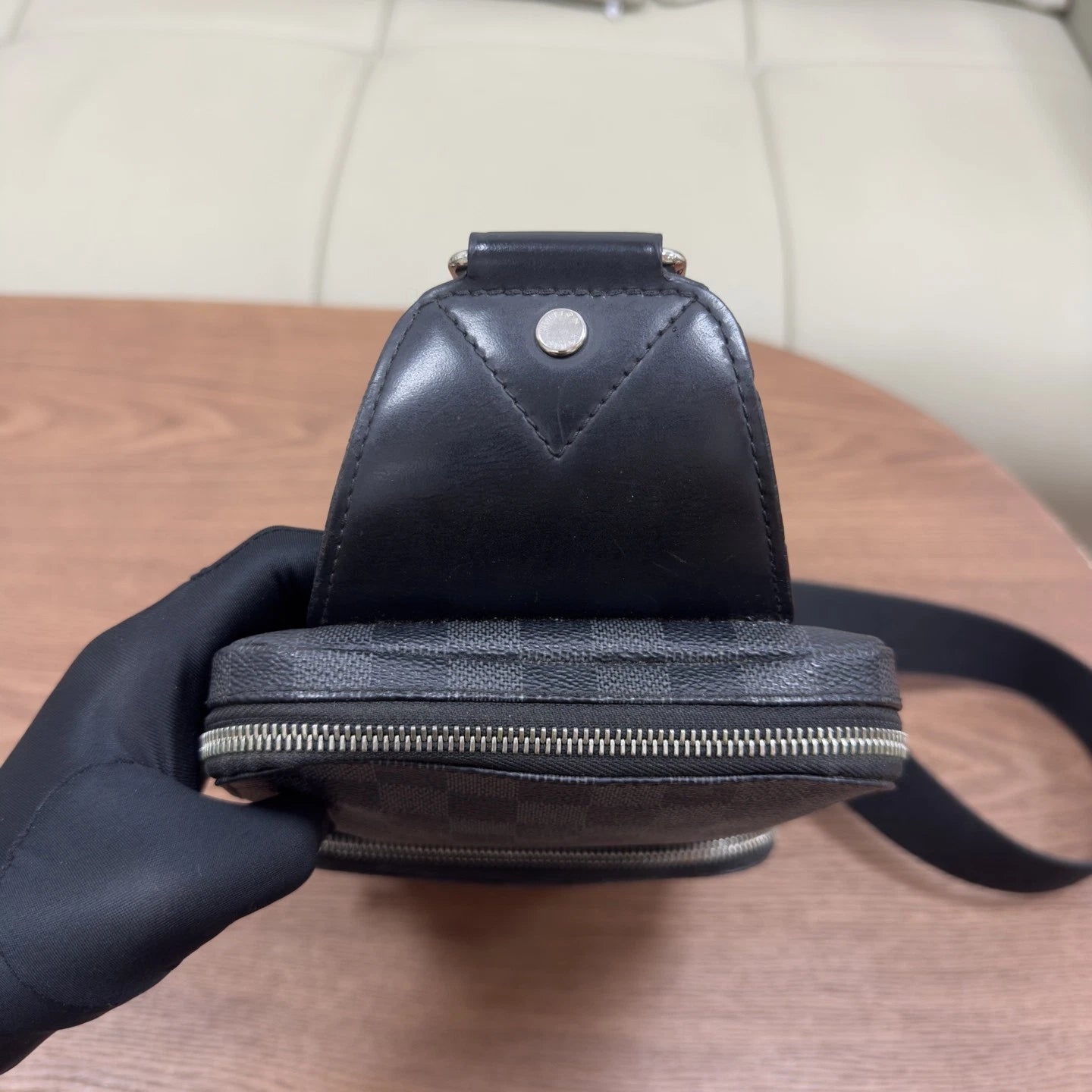 Authentic Louis Vuitton Damier Graphite Black Sling Bag Silver Hardware
