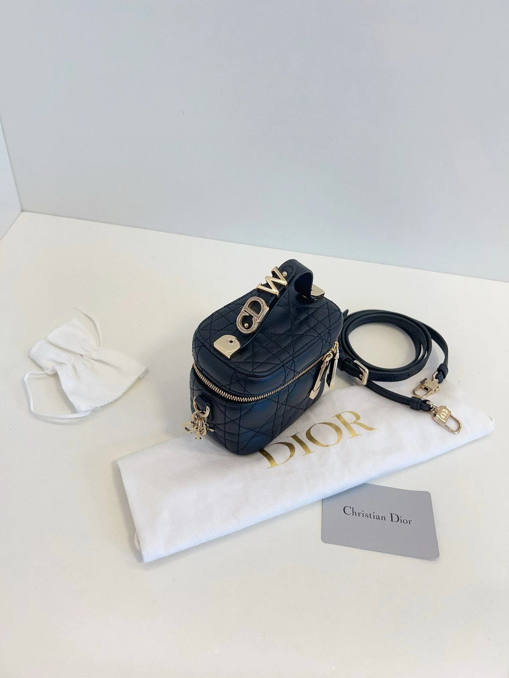 Dior Vanity Leather Shoulder Bag Excellent