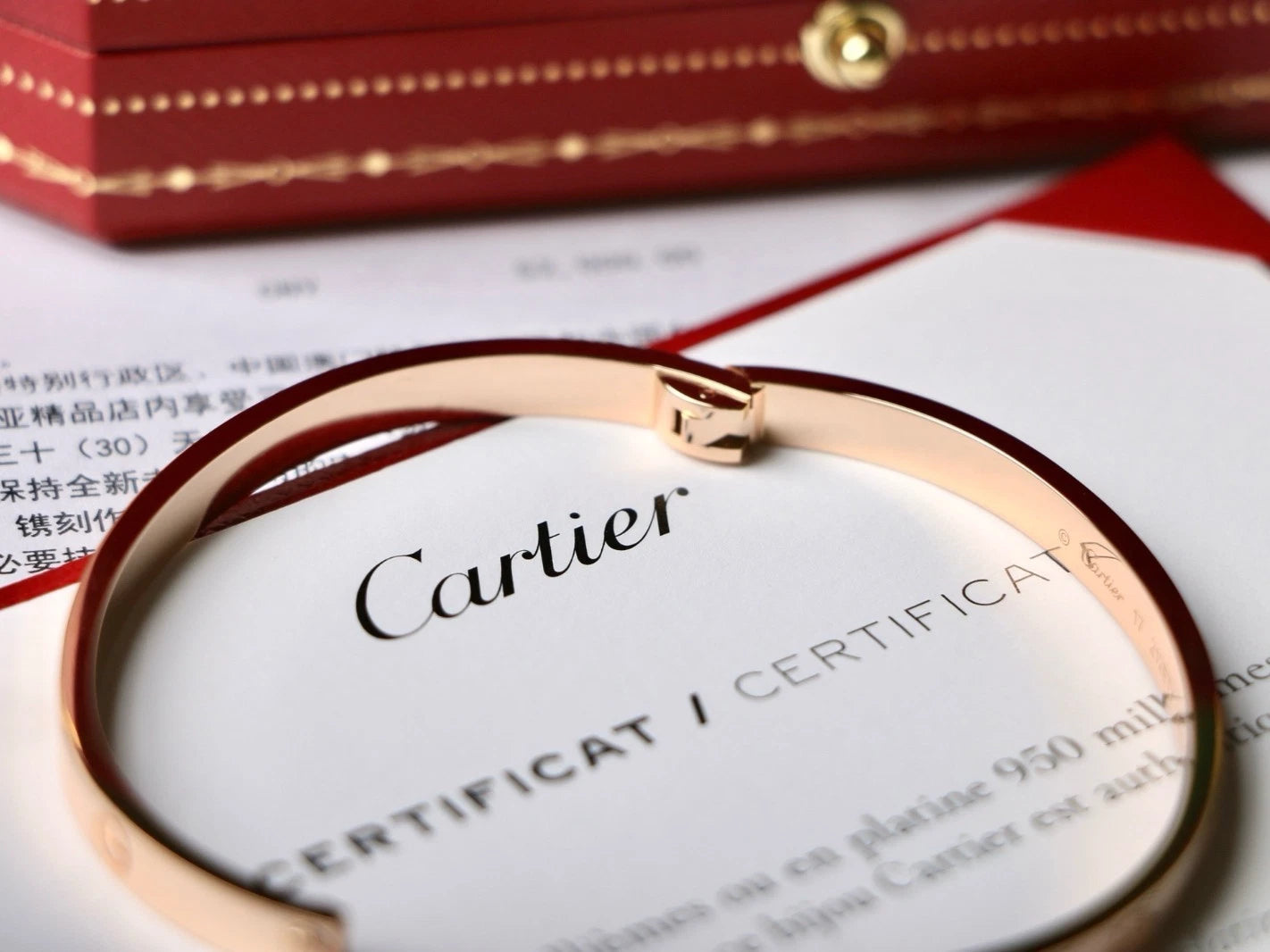 Cartier Love Bracelet Medium 18k Rose Pink Gold Bangle Size17