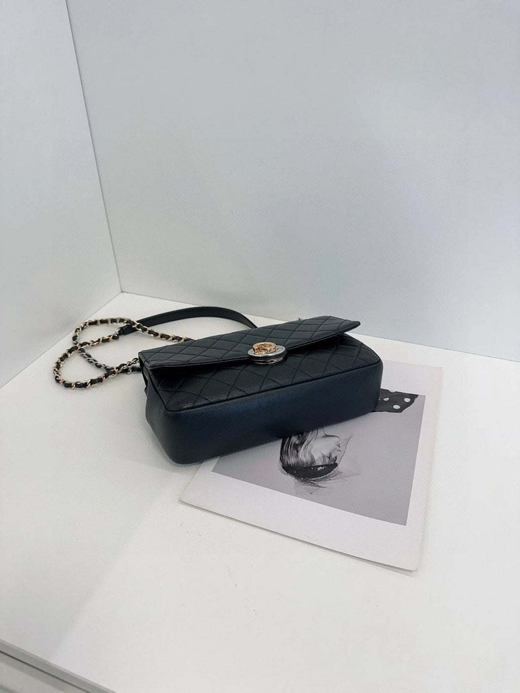 CHANEL Black Leather Quilted Flap Shoulder Bag For Women