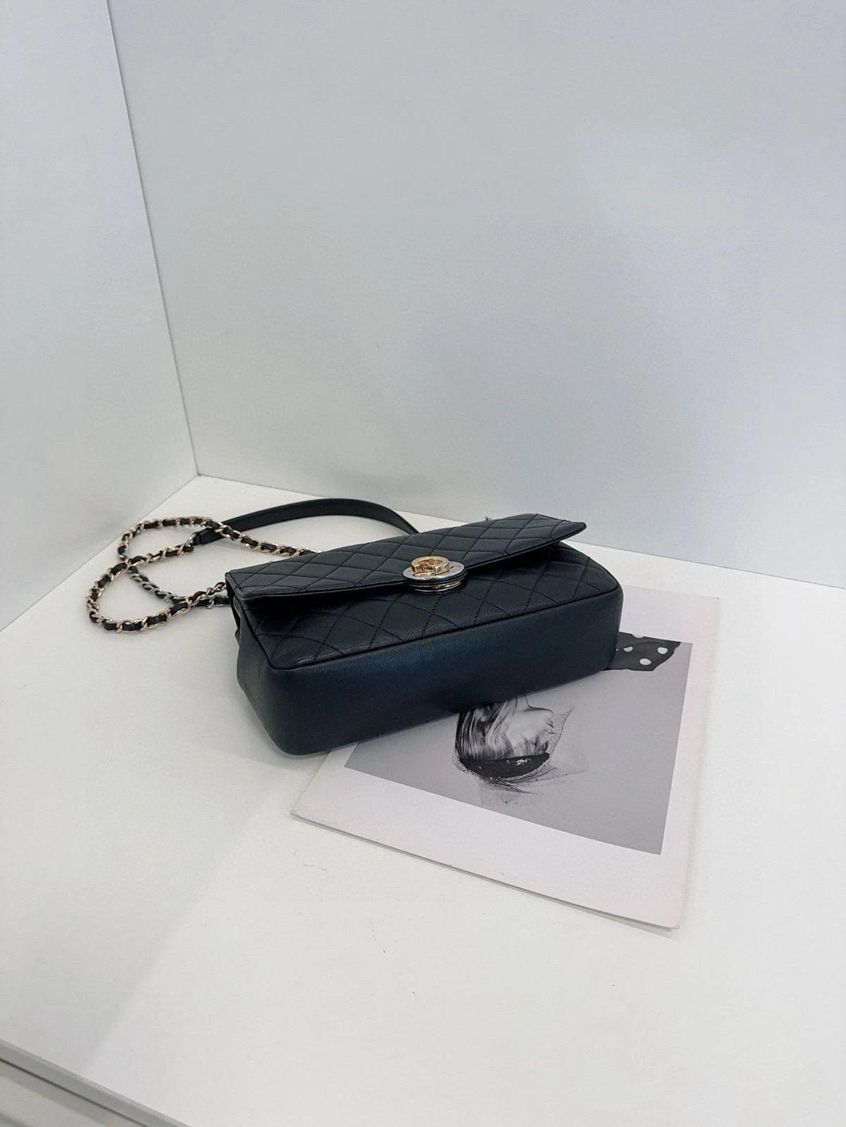 CHANEL Black Leather Quilted Flap Shoulder Bag For Women