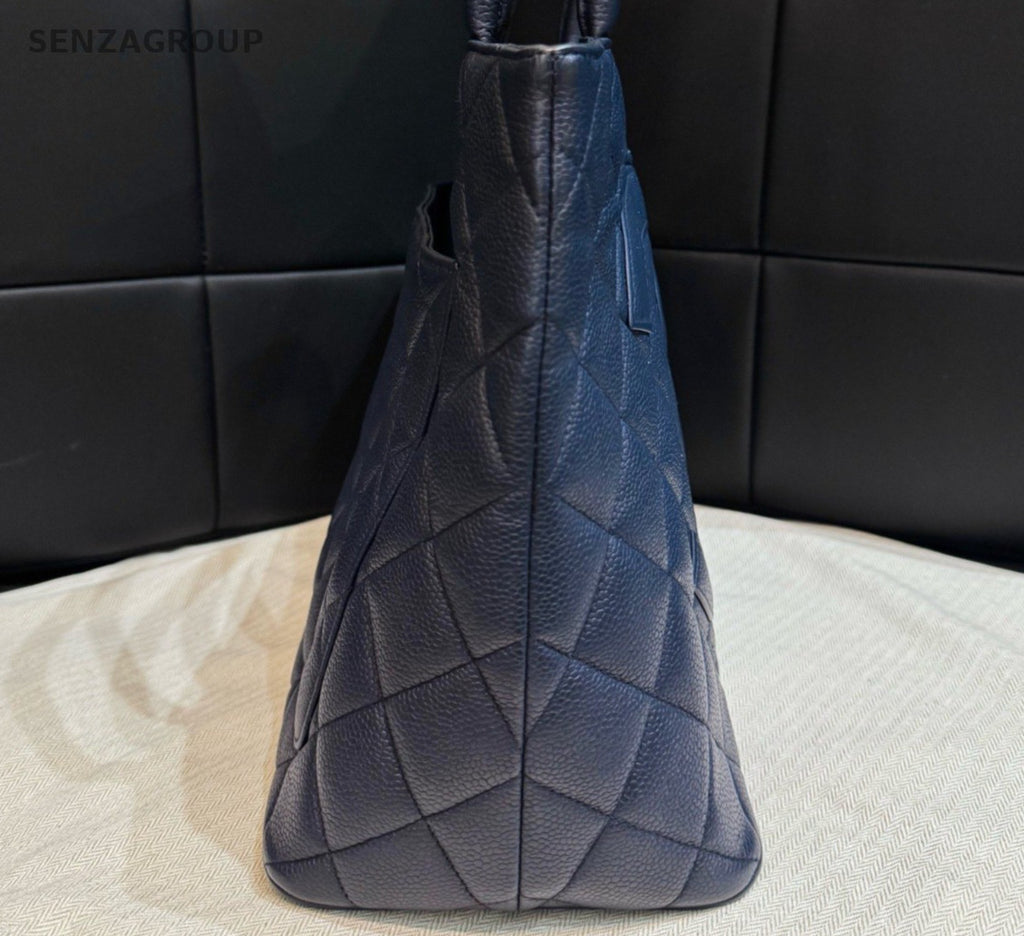 Chanel Diamond CC Logo Handbag Shoulder Bag Blue Silver Women Classic