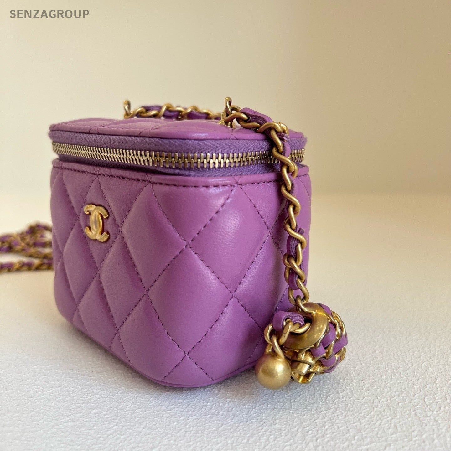 CHANEL 22S Box Lambskin Chain SHoulder bag Crossbody Women Purple Gold