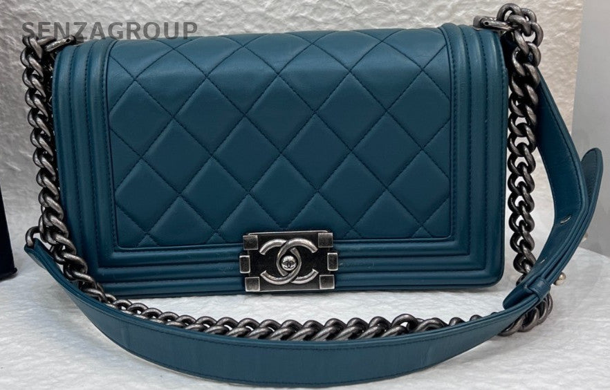 Chanel leboy MM Shoulder Crossbody Bag Dark Blue Women