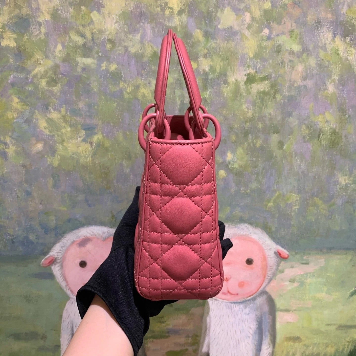 Dior Lady Dior Pink Top Handle Excellent