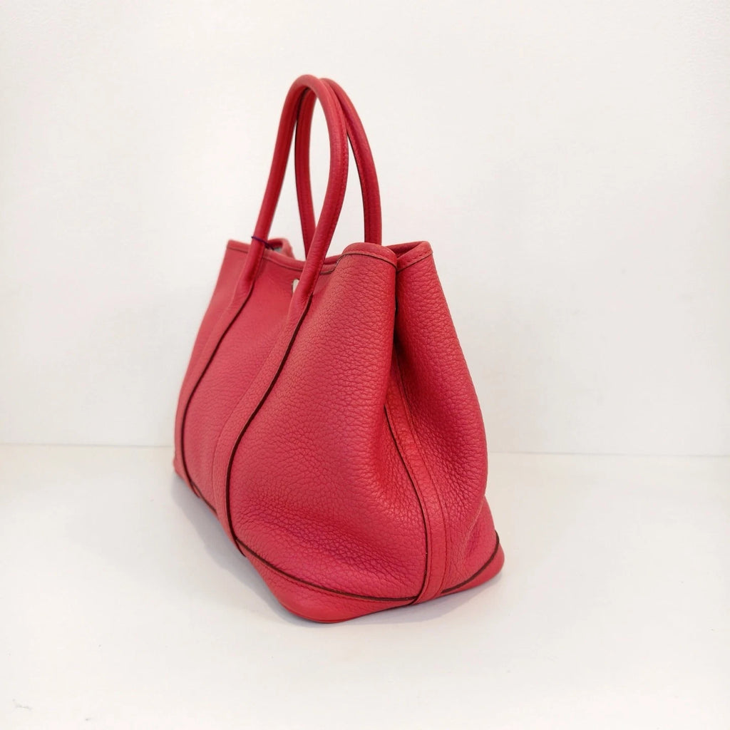 Hermes Garden Party30 Top Handle Bag Red Silver Women Classic