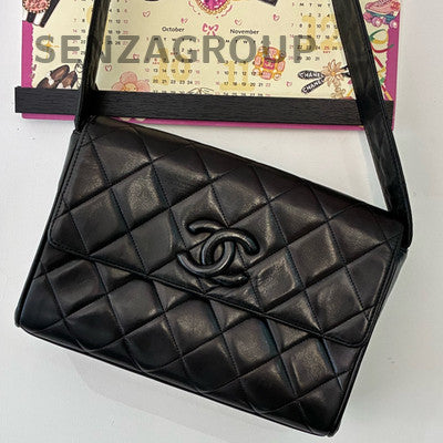 Chanel So Black Quilted Camera Bag Vintage Black Lambskin Shoulder Bag