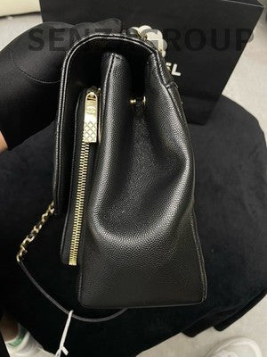 Chanel Black Calfskin Gold Hardware Messenger Bag Large Chain Shoulder Bag