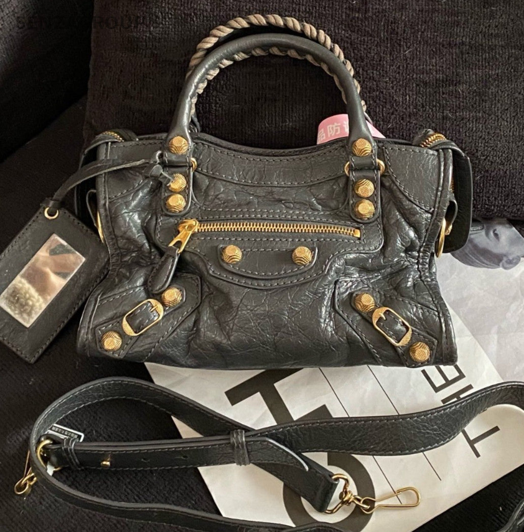Balenciaga | City 2-way Top Handle Bag Crossbody Gray Gold | Pre