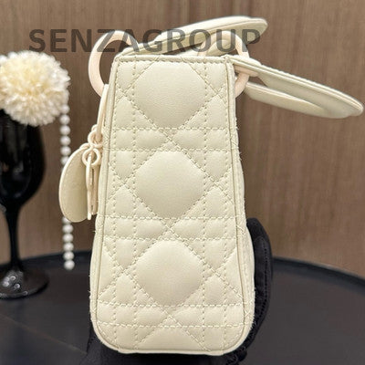 Dior Lady Dior Cannage Quilted Chain Shoulder Bag White Classic Women